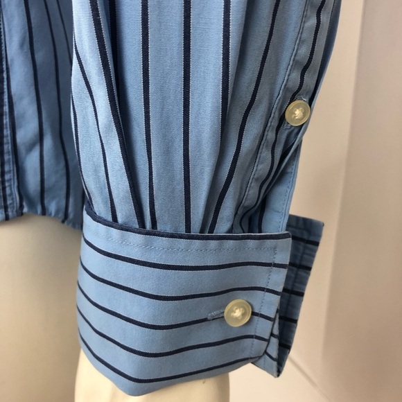 Express Design Studio Men’s Dress Shirt Blue Stripe Classic Fit Size M 15-15.5 - Picture 4 of 13